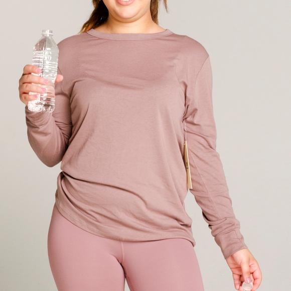 MAUVE LONG SLEEVE STRAP BACK CUTOUT TOP - Picture 6 of 8
